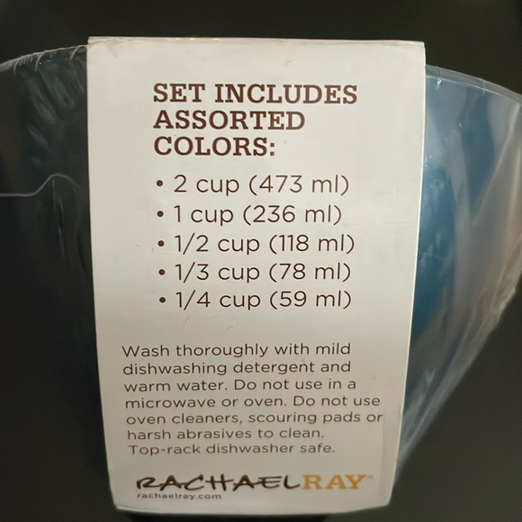 Rachael Ray Melamine 5-Piece Colorful Nesting Measuring Cup Set NEW - Picture 2 of 2